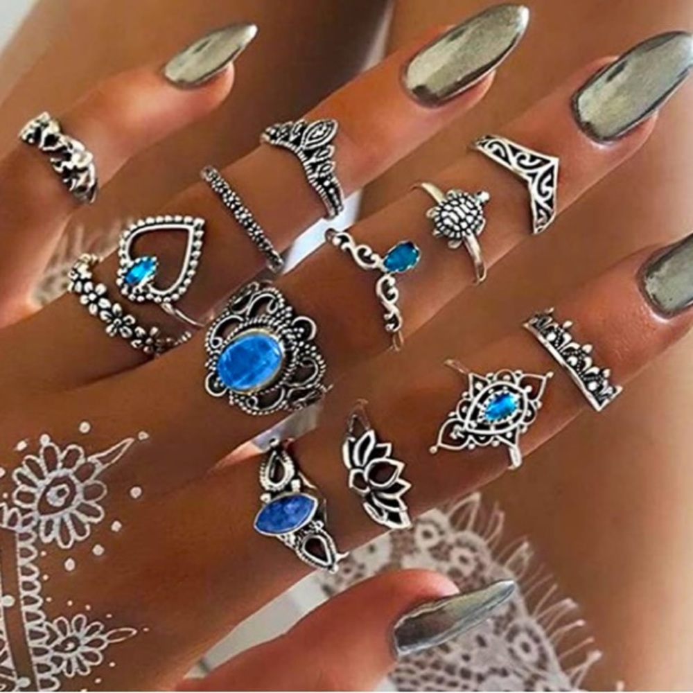 Bohemian design stacking or knuckle rings